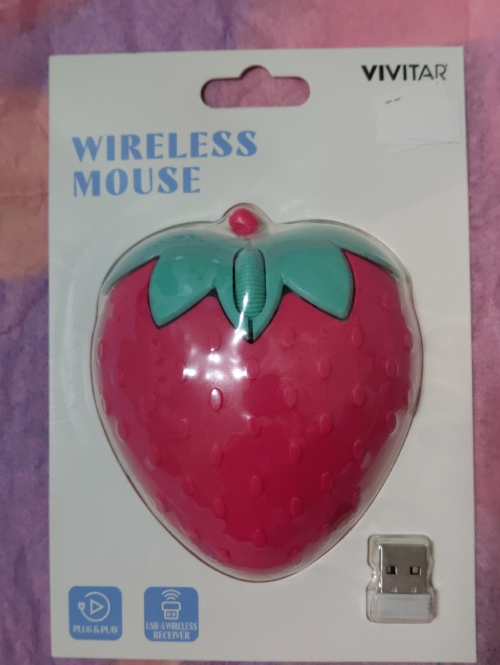 Computer Mouse Strawberry Wireless Mouse with Teal Accents